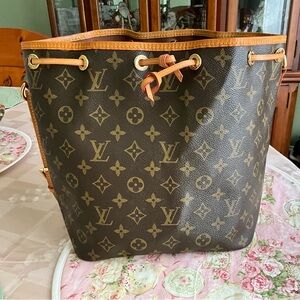 Brown Monogram Drawstring Bag